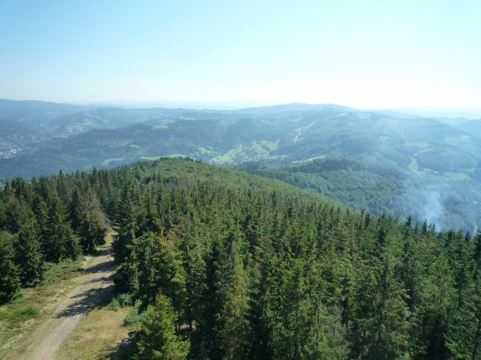 Výhled na hraniční hřeben Slezských Beskyd